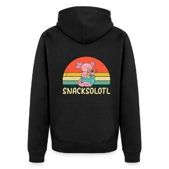 Axolotl Snacksolotl Axolotl Funny Axolotl Snacksol - Unisex Premium Organic Zip Hoodie - black - Back - Nico (187cm)