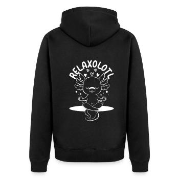 Axolot Lover Axolot Relaxolotl - Funny Axolot - Unisex Premium Bio Zip Hoodie - Schwarz - Hinten - Nico (187cm)
