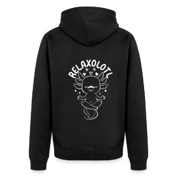 Axolot Lover Funny Axolot Fish - Relaxolotl Axolot - Unisex Premium Bio Zip Hoodie - Schwarz - Hinten - Nico (187cm)