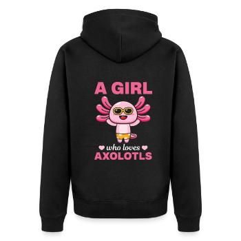 Cute Axolotl Girl - Une fille qui aime Axolotls - Veste à capuche bio Premium Unisexe - noir - Dos - Nico (187cm)