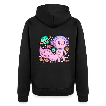 Axolotl Kawaii Axolotl Space Travel Astronaut Axol - Unisex Premium Organic Zip Hoodie - black - Back - Nico (187cm)