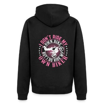 I Don't Ride My Own Bike Motorcycle Biker Wife - Unisex Premium Bio Zip Hoodie - Schwarz - Hinten - Nico (187cm)