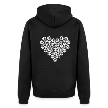 Dog Paw Heart - Baby Dog Paw Heart - Dog Paws - Unisex Premium Bio Zip Hoodie - Schwarz - Hinten - Nico (187cm)