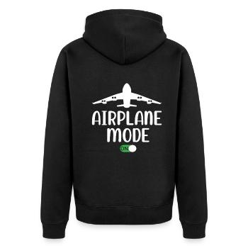 Airplane Mode On - Passenger Plane Airport Pilot - Unisex Premium Bio Zip Hoodie - Schwarz - Hinten - Nico (187cm)