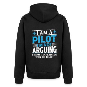 I'm a Pilot I'm not Arguing - Aircraft Airplane Fu - Unisex Premium Bio Zip Hoodie - Schwarz - Hinten - Nico (187cm)