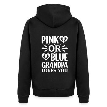 Baby Shower Gender Reveal - Pink Or Blue Grandpa L - Unisex Premium Bio Zip Hoodie - Schwarz - Hinten - Nico (187cm)