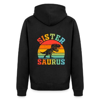Sœur Sistersaurus Sœur Dinosaure Sœur Saurus Sœur - Veste à capuche bio Premium Unisexe - noir - Dos - Nico (187cm)