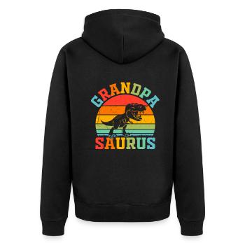 Grandpasaurus - Grandpa Saurus Grandpa Dino - Unisex Premium Bio Zip Hoodie - Schwarz - Hinten - Nico (187cm)