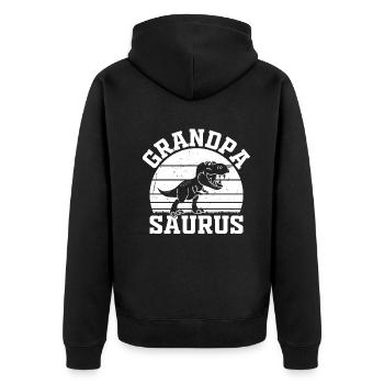 Grandpa Saurus Grandpa Dinosaur - Grandpasaurus - Unisex Premium Bio Zip Hoodie - Schwarz - Hinten - Nico (187cm)