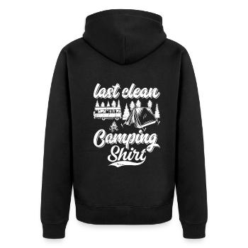 Last Clean Camping Shirt Camping Camper Outdoor Ca - Unisex Premium Bio Zip Hoodie - Schwarz - Hinten - Nico (187cm)