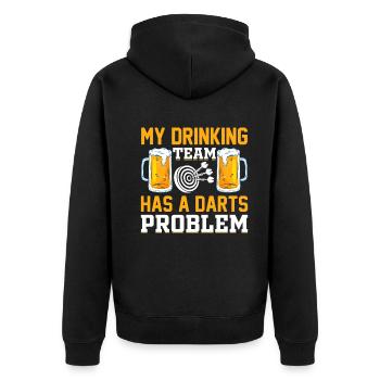 My Drinking Team Has A Darts Problem - Darts Playe - Unisex Premium Bio Zip Hoodie - Schwarz - Hinten - Nico (187cm)