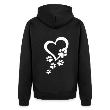 Patte de chien Cœur de bébé chiens - Pattes de chien Cœurs Patte de chien - Veste à capuche bio Premium Unisexe - noir - Dos - Nico (187cm)