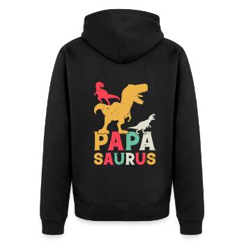 Papasaurus Papa Dinosaure - Papa Saurus Papa Dino - Veste à capuche bio Premium Unisexe - noir - Dos - Nico (187cm)