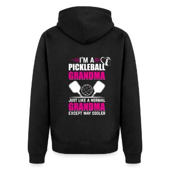 Jouer au pickleball Grand-mère Joueuse de pickleball - Veste à capuche bio Premium Unisexe - noir - Dos - Nico (187cm)