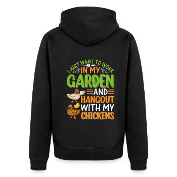 Jardinage de poulet jardinier de jardin drôle de poulet lo - Veste à capuche bio Premium Unisexe - noir - Dos - Nico (187cm)