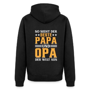 Großvater Opa - So Sieht Der Beste Papa Und Opa De - Unisex Premium Bio Zip Hoodie - Schwarz - Hinten - Nico (187cm)