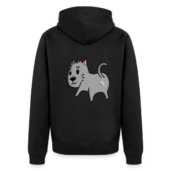 Katze Arsch - Katze Hintern - Unisex Premium Bio Zip Hoodie - Schwarz - Hinten - Nico (187cm)