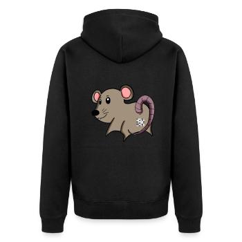 Maus Arsch - Maus Hintern - Unisex Premium Bio Zip Hoodie - Schwarz - Hinten - Nico (187cm)