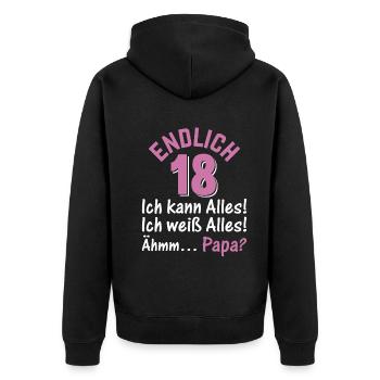 18 Jahre 18. Geburtstag I Endlich 18 Ich Kann Alle - Unisex Premium Bio Zip Hoodie - Schwarz - Hinten - Nico (187cm)