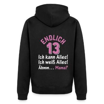 13 Jahre Teenager 13. Geburtstag - Endlich 13 Ich - Unisex Premium Bio Zip Hoodie - Schwarz - Hinten - Nico (187cm)