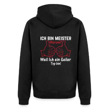 Ich Bin Meister Heimwerker - Handwerker Meister - Unisex Premium Bio Zip Hoodie - Schwarz - Hinten - Nico (187cm)