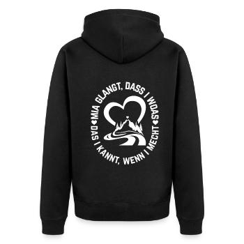Bayerische Alpen Trekking Bavarian Berg Herz Outdo - Unisex Premium Bio Zip Hoodie - Schwarz - Hinten - Nico (187cm)