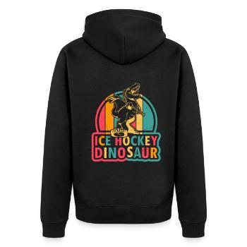Ice Hockey Player Ice Hockey Dinosaur - Ice Hockey - Unisex Premium Bio Zip Hoodie - Schwarz - Hinten - Nico (187cm)