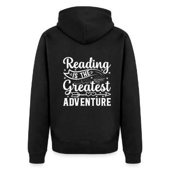 Bibliothécaire de livres La lecture est la plus grande - Veste à capuche bio Premium Unisexe - noir - Dos - Nico (187cm)