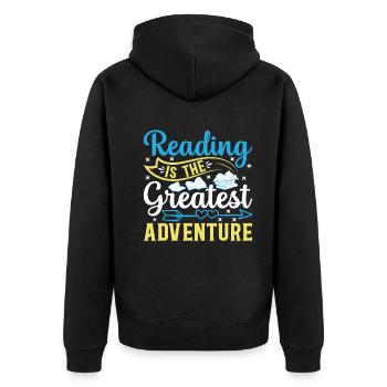 La lecture de bibliothécaire est la plus grande aventure B - Veste à capuche bio Premium Unisexe - noir - Dos - Nico (187cm)