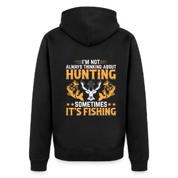 Chasse au cerf Pêche à la truite Pêche au poisson - Deer Hun - Veste à capuche bio Premium Unisexe - noir - Dos - Nico (187cm)