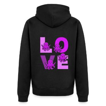 Kraken Octopus Cephalopod Octopuses - LOVE Octopus - Unisex Premium Organic Zip Hoodie - black - Back - Nico (187cm)