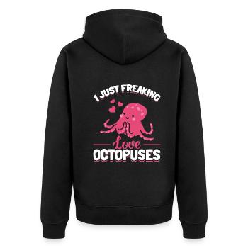 Kraken Octopus Cephalopod - I Just Freaking Love O - Veste à capuche bio Premium Unisexe - noir - Dos - Nico (187cm)
