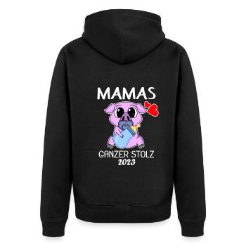 Baby 2023 - Geburt Schwanger 2023 - Baby Junge - Unisex Premium Bio Zip Hoodie - Schwarz - Hinten - Nico (187cm)