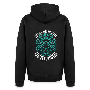 Céphalopode Kraken Octopus - facilement distrait par O - Veste à capuche bio Premium Unisexe - noir - Dos - Nico (187cm)