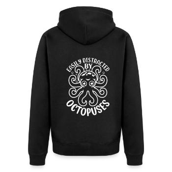 Cephalopod Octopus Kraken - facilement distrait par O - Veste à capuche bio Premium Unisexe - noir - Dos - Nico (187cm)