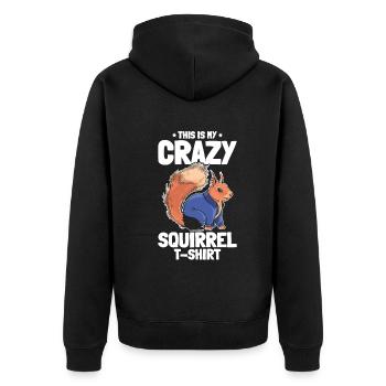 This Is My Crazy Squirrel Shirt - Funny Squirrel L - Unisex Premium Bio Zip Hoodie - Schwarz - Hinten - Nico (187cm)