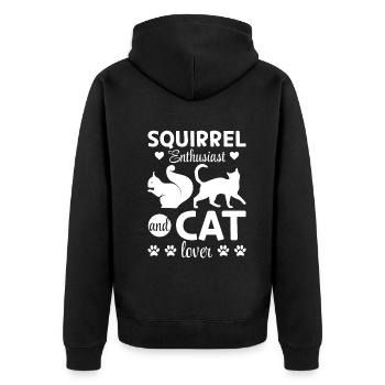 Squirrel Enthusiast and Cat Lover - Squirrel Lover - Unisex Premium Organic Zip Hoodie - black - Back - Nico (187cm)