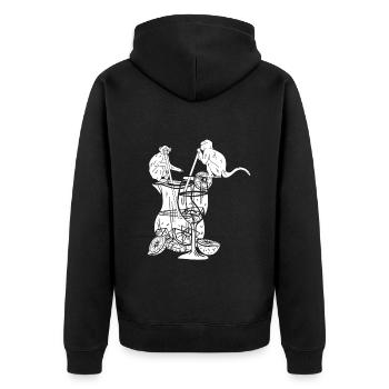 Orangutan Monkeys with Sangria - Funny Monkey - Unisex Premium Bio Zip Hoodie - Schwarz - Hinten - Nico (187cm)