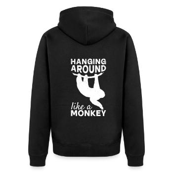 Traîner comme un singe - Drôle de singe Orangu - Veste à capuche bio Premium Unisexe - noir - Dos - Nico (187cm)