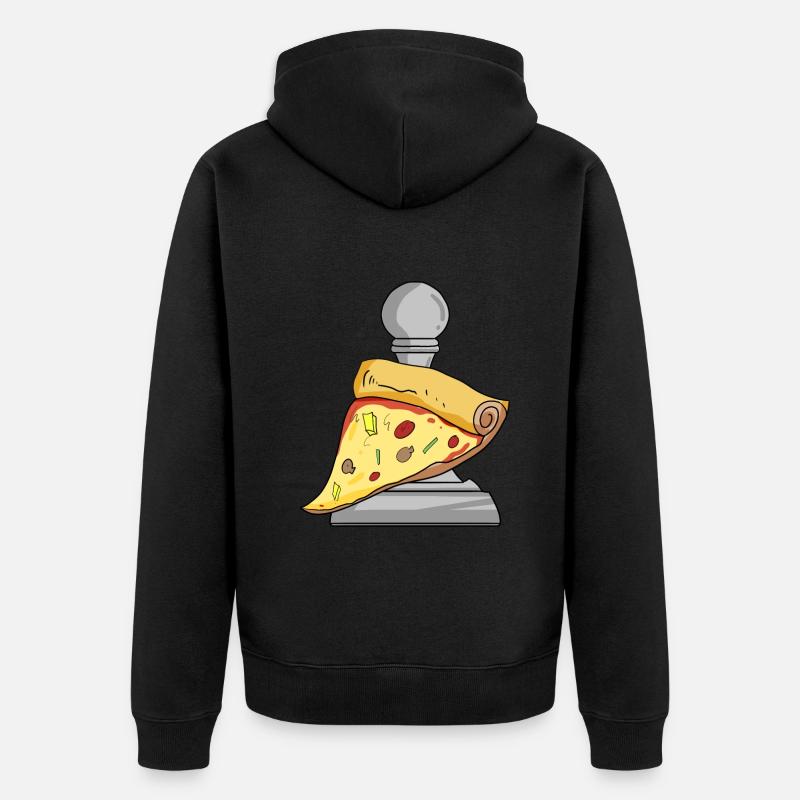 Échecs et pizza - Veste à capuche bio Premium Unisexe - noir