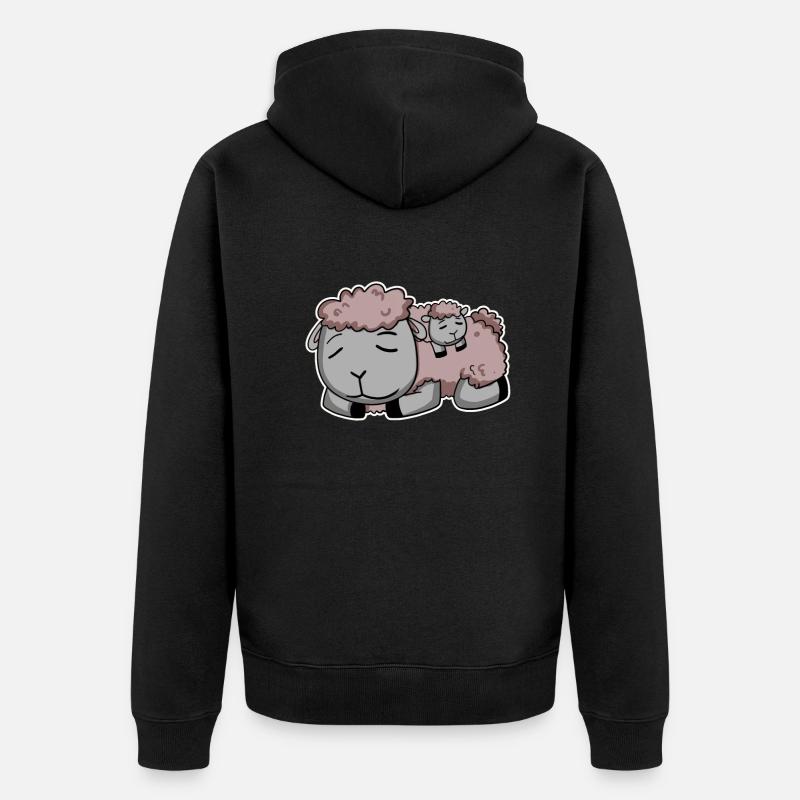 Moutons avec bébé moutons - Veste à capuche bio Premium Unisexe - noir