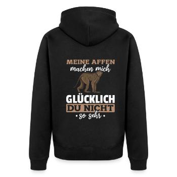 Orang-Utan Affen - Meine Affen Machen Mich Glückl - Unisex Premium Bio Zip Hoodie - Schwarz - Hinten - Nico (187cm)