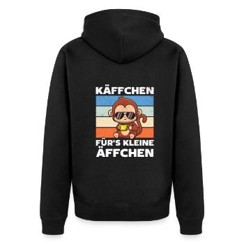 Orang-Utan Affe - Käffchen für's Kleine Äffchen - Unisex Premium Bio Zip Hoodie - Schwarz - Hinten - Nico (187cm)