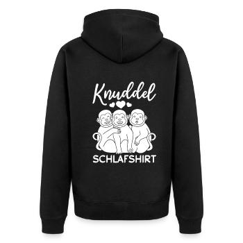 Knuddel Schlafshirt Affen - Süße Affen Orang-Utan - Unisex Premium Bio Zip Hoodie - Schwarz - Hinten - Nico (187cm)