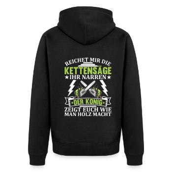 Holzfäller Holzknecht Forstwirtschaft Waldarbeite - Unisex Premium Bio Zip Hoodie - Schwarz - Hinten - Nico (187cm)