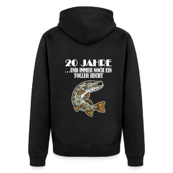 20. Geburtstag Angler Lustiger Spruch - 20 Jahre - Unisex Premium Bio Zip Hoodie - Schwarz - Hinten - Nico (187cm)