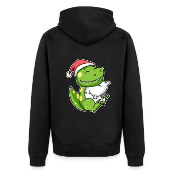 Dinosaurier Weihnachten Schlafen Schlaf - Unisex Premium Bio Zip Hoodie - Schwarz - Hinten - Nico (187cm)