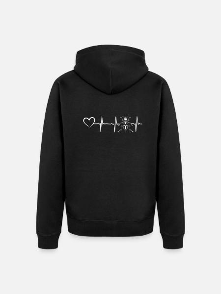 Ant Heartline Heart Ant Insect Ant Heartbeat Ant - Veste à capuche bio Premium Unisexe - noir