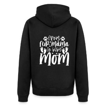 From Fur Mama To Baby Mom - Pet Dog Mom Pregnancy - Unisex Premium Organic Zip Hoodie - black - Back - Nico (187cm)