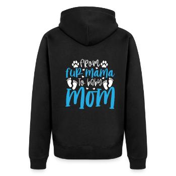 Pet Dog Mom Pregnancy Dog Mama - From Fur Mama To - Unisex Premium Organic Zip Hoodie - black - Back - Nico (187cm)